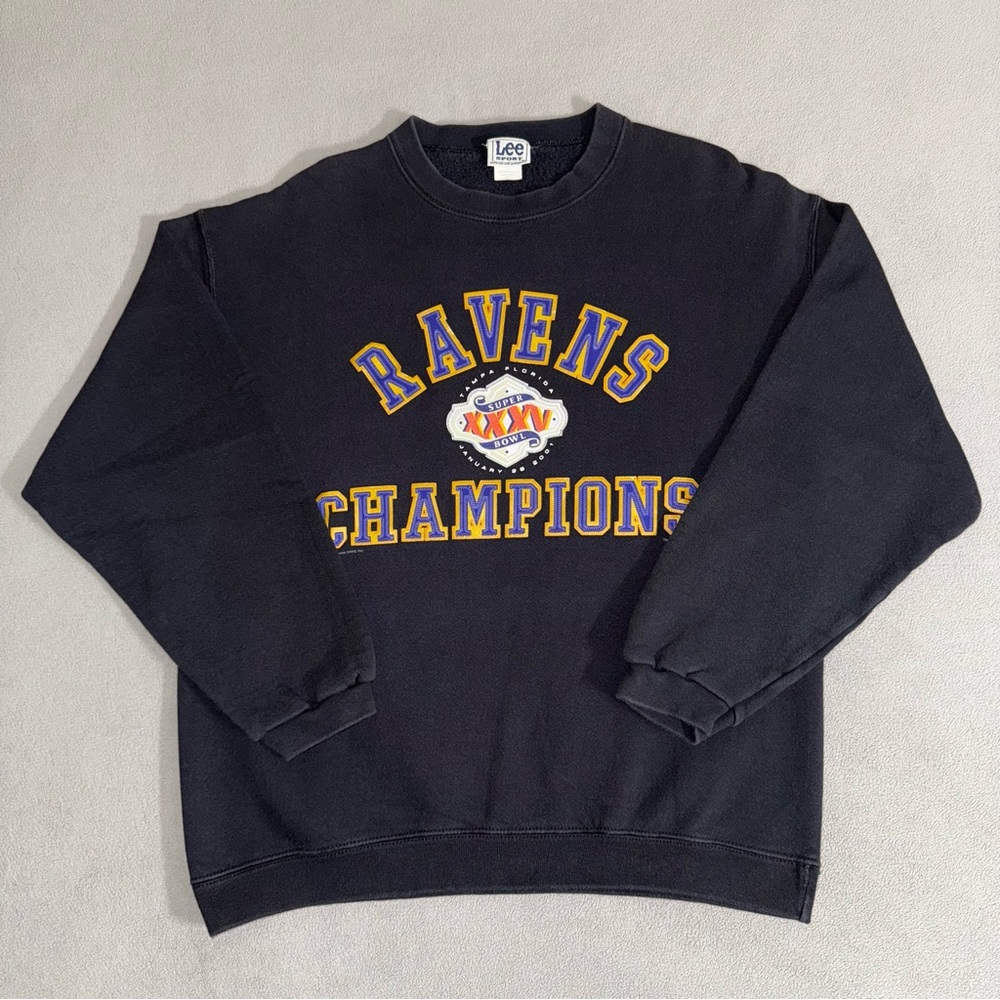Vintage Lee Baltimore Ravens Super Bowl Champions Sweatshirt Size L Football NFL